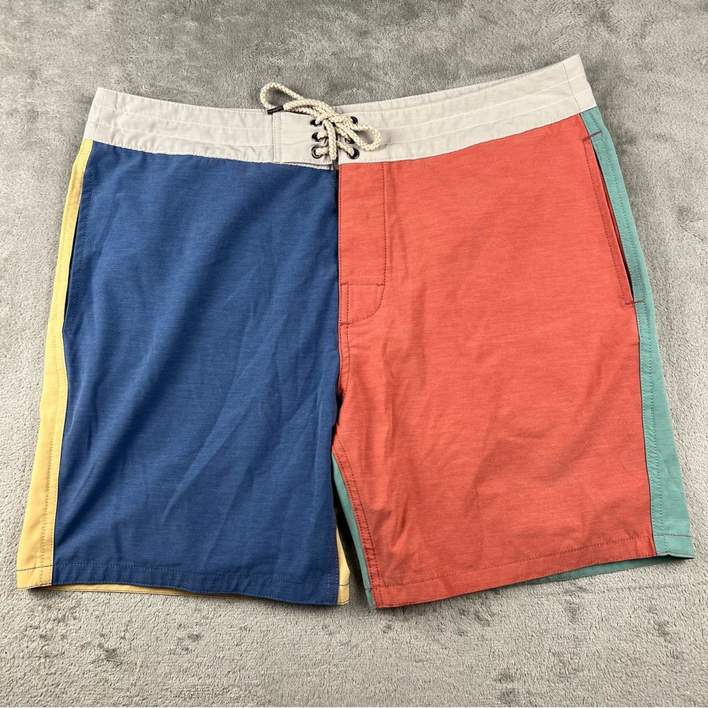Faherty Board Shorts Men's 34 Summer Mix 8" Fun Colorblock Stretch Preppy Swim